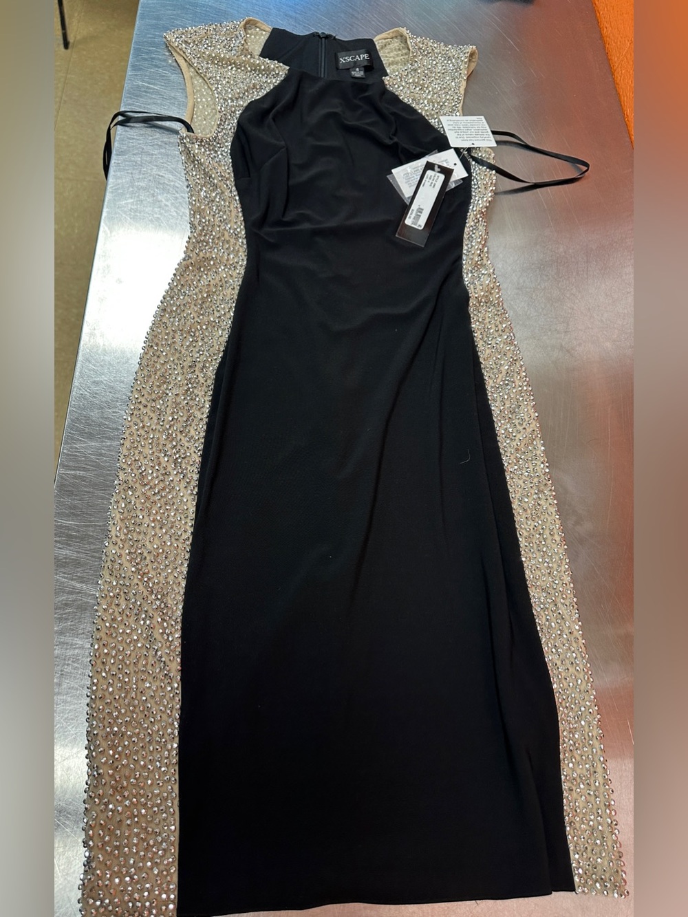 Xscape Women's Sleeveless Jersey Knit Dress, with Caviar Beaded Side Size 4